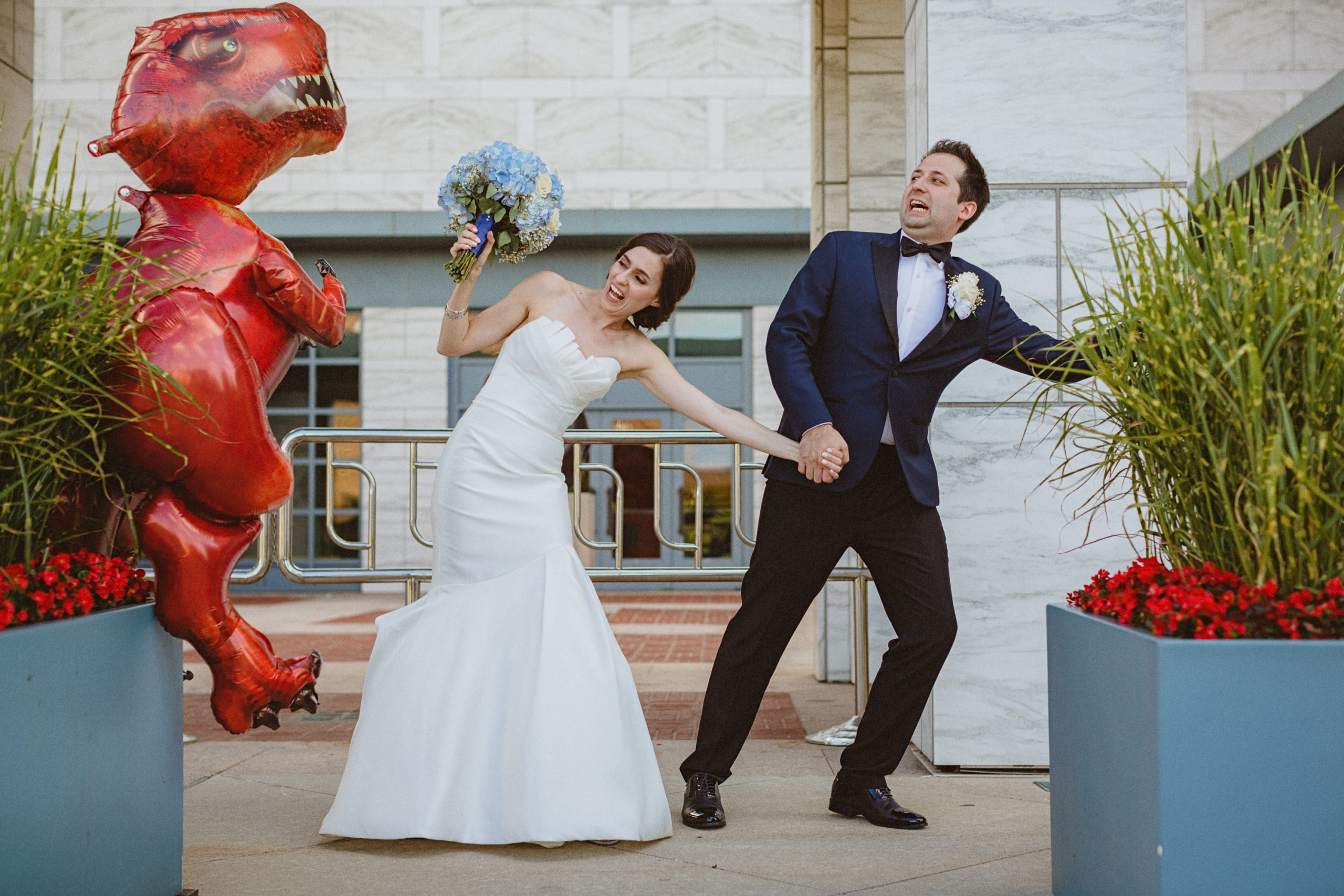 wedding couple ring silly on their wedding way